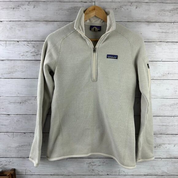 Patagonia 1/4‎ Zip Womens Small Beige Outdoors Hiking Better Sweater - Picture 1 of 9